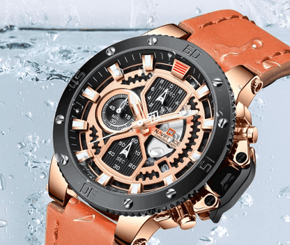 ST1N600MK men's watch with rose gold case, black bezel, orange strap, chrono, fluorescent hands on Tampa Home & Garden Store
