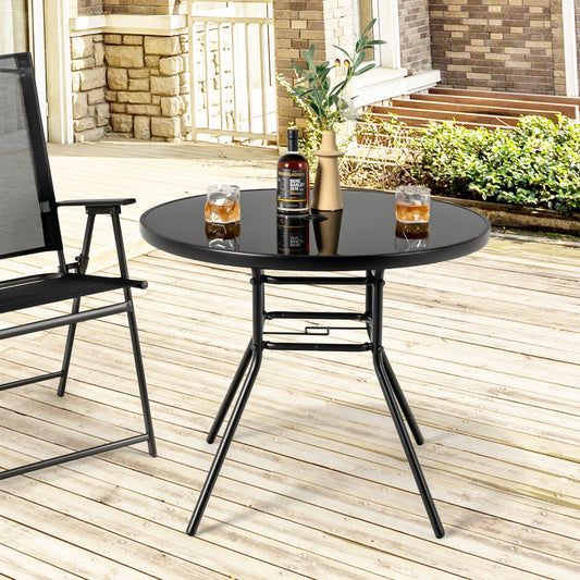 34 Inch Patio Dining Table with 1.5 inch Umbrella Hole for Garden - Tampa Home & Garden Store