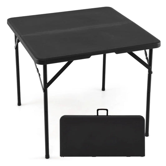 34 Inch Square Folding Card Table with Carrying Handle, DirectDeals black top and metal legs on Tampa Home & Garden Store