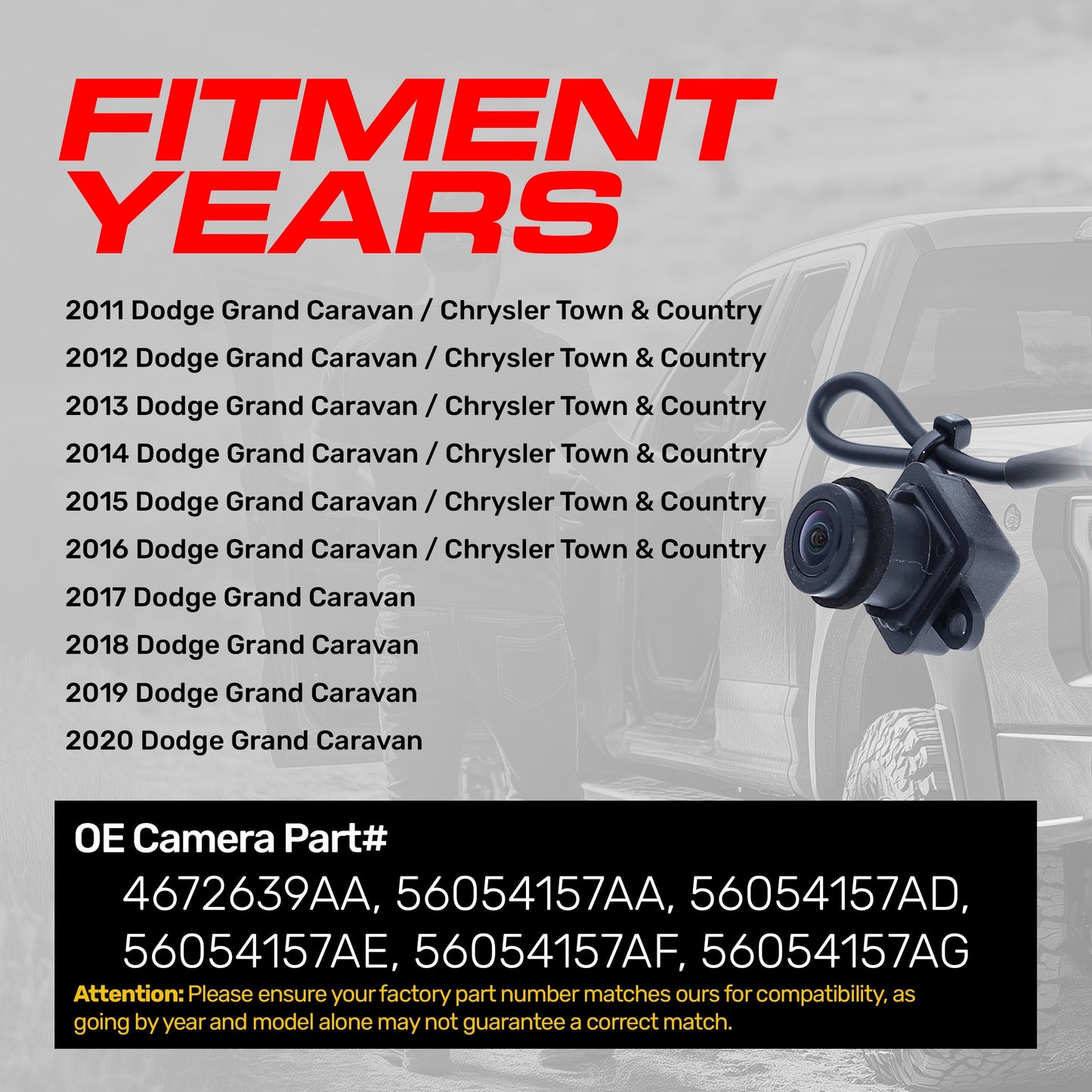 Master Tailgaters OE backup camera for Dodge Grand Caravan / Town & Country, black housing on Tampa Home & Garden Store