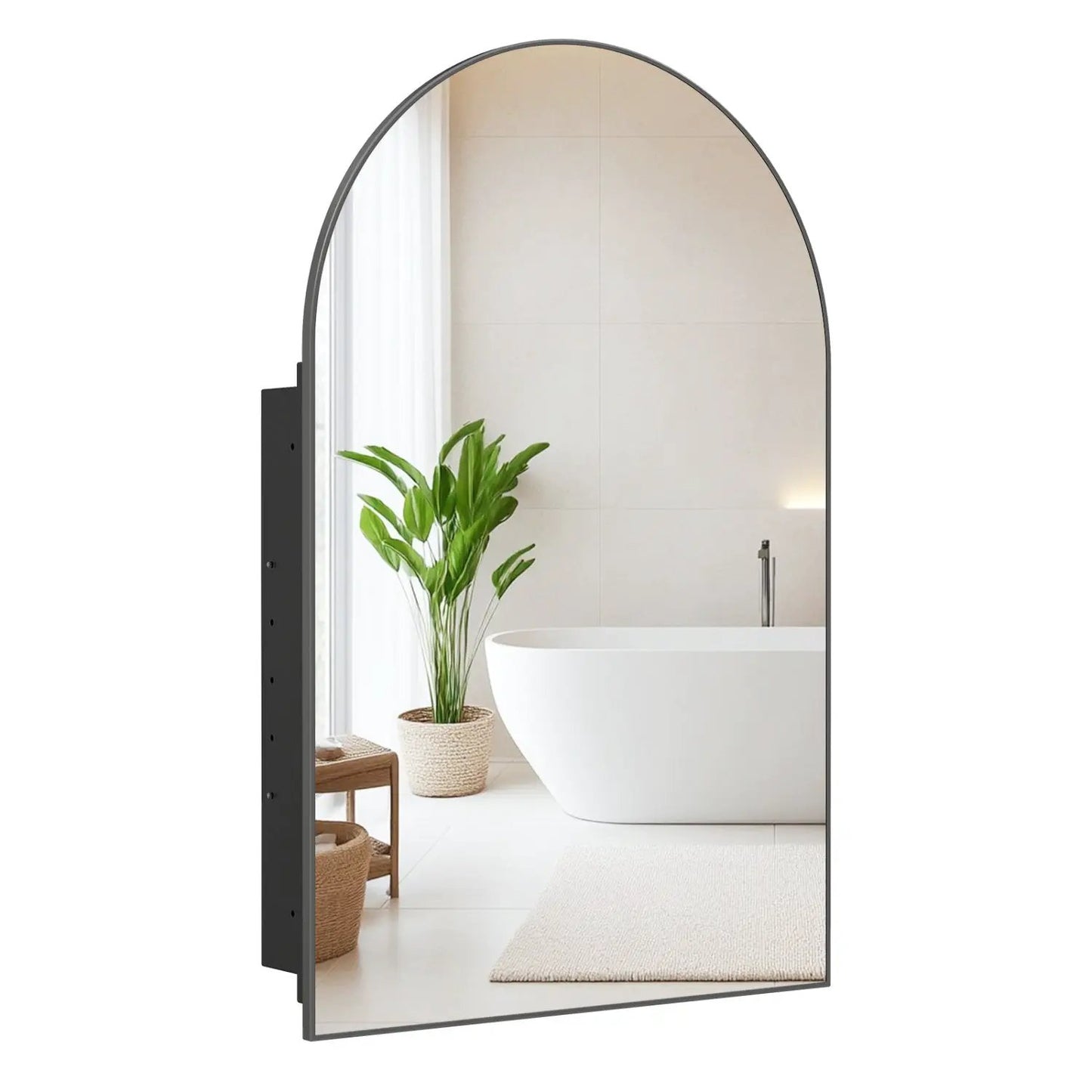 Wall Mounted Storage Cabinet With Arched Mirror