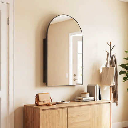 Wall Mounted Storage Cabinet With Arched Mirror