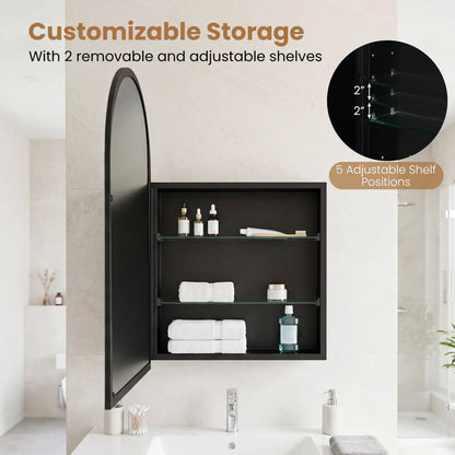 Wall Mounted Storage Cabinet With Arched Mirror