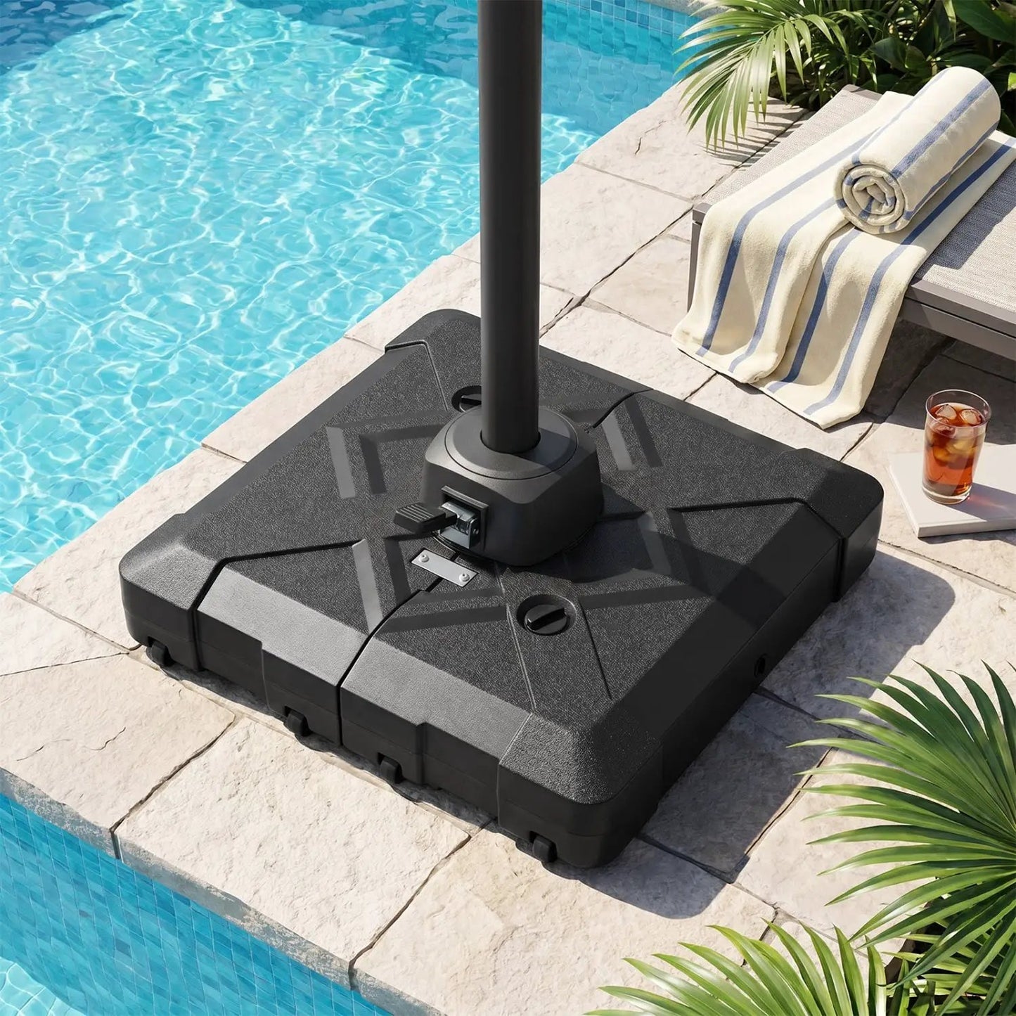 Cantilever Patio Umbrella Base with 4 Wheels
