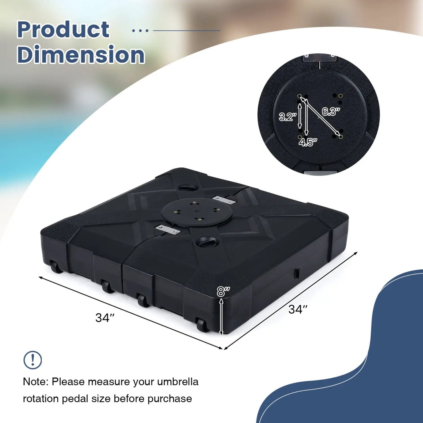 Cantilever Patio Umbrella Base with 4 Wheels