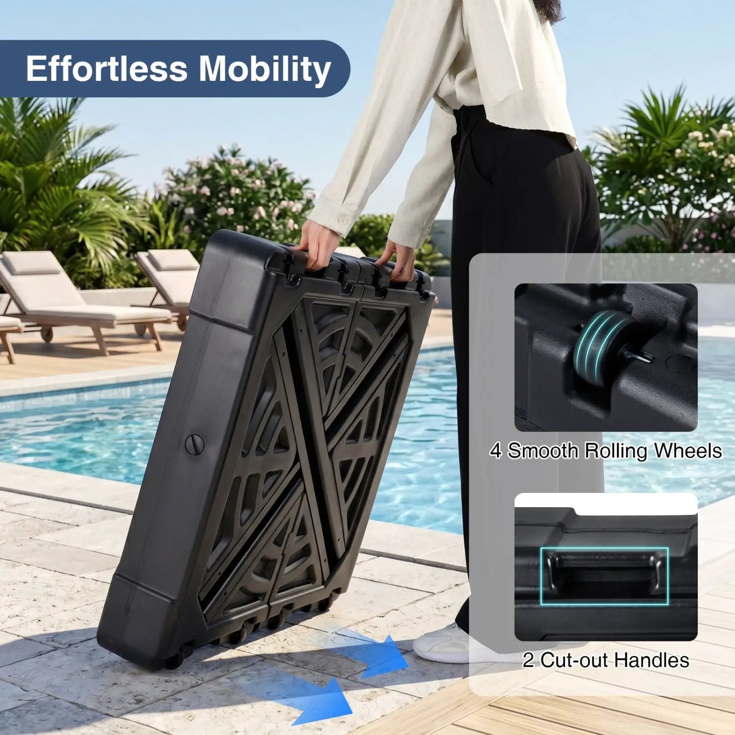 Cantilever Patio Umbrella Base with 4 Wheels