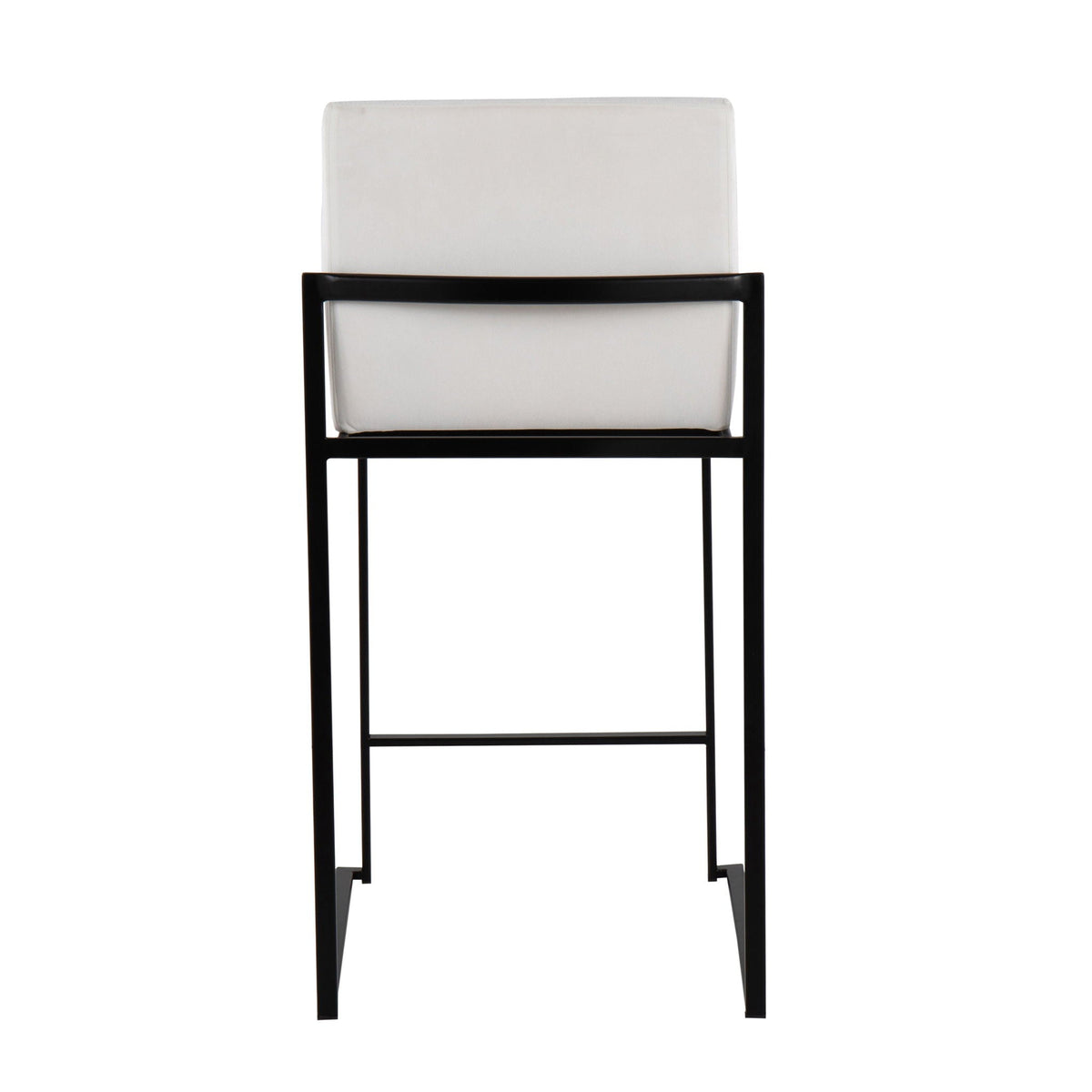 Fuji High Back Counter Stool with white cushion and black metal frame on Tampa Home & Garden Store