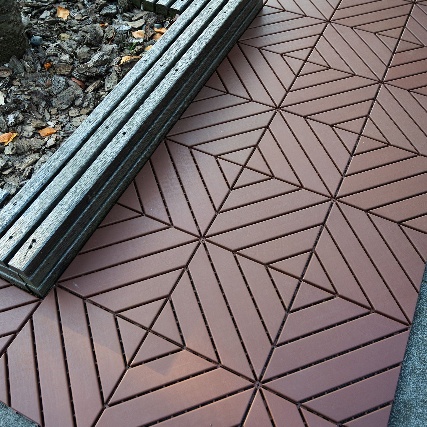 Weatherproof interlocking Outdoor patio Tiles Set of 44