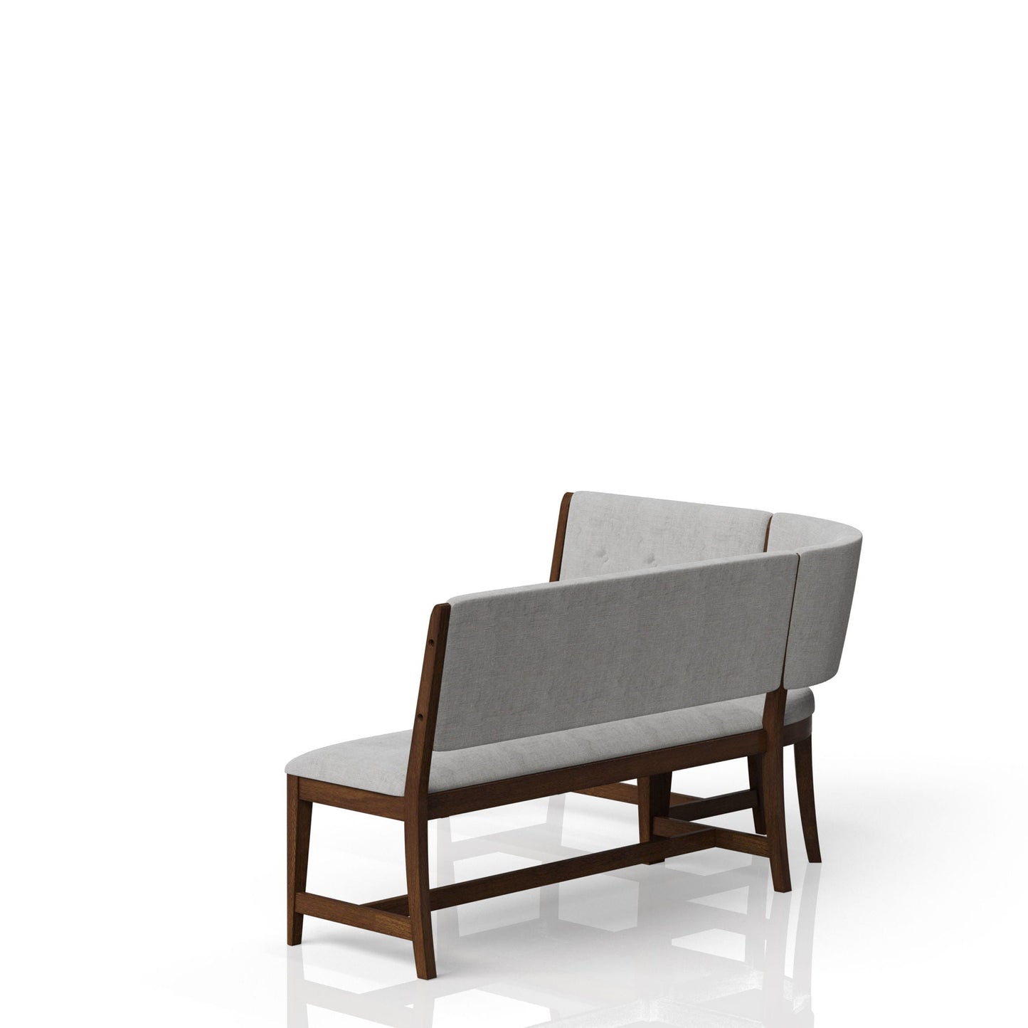 Curved Dining Bench Upholstered Beige Reversible