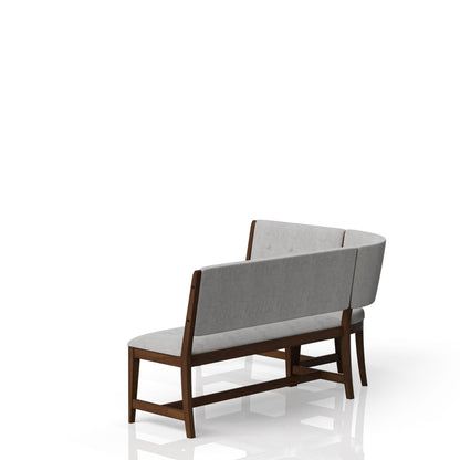Curved Dining Bench Upholstered Beige Reversible