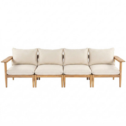 Outdoor Acacia Wood and Four Seater Sofa