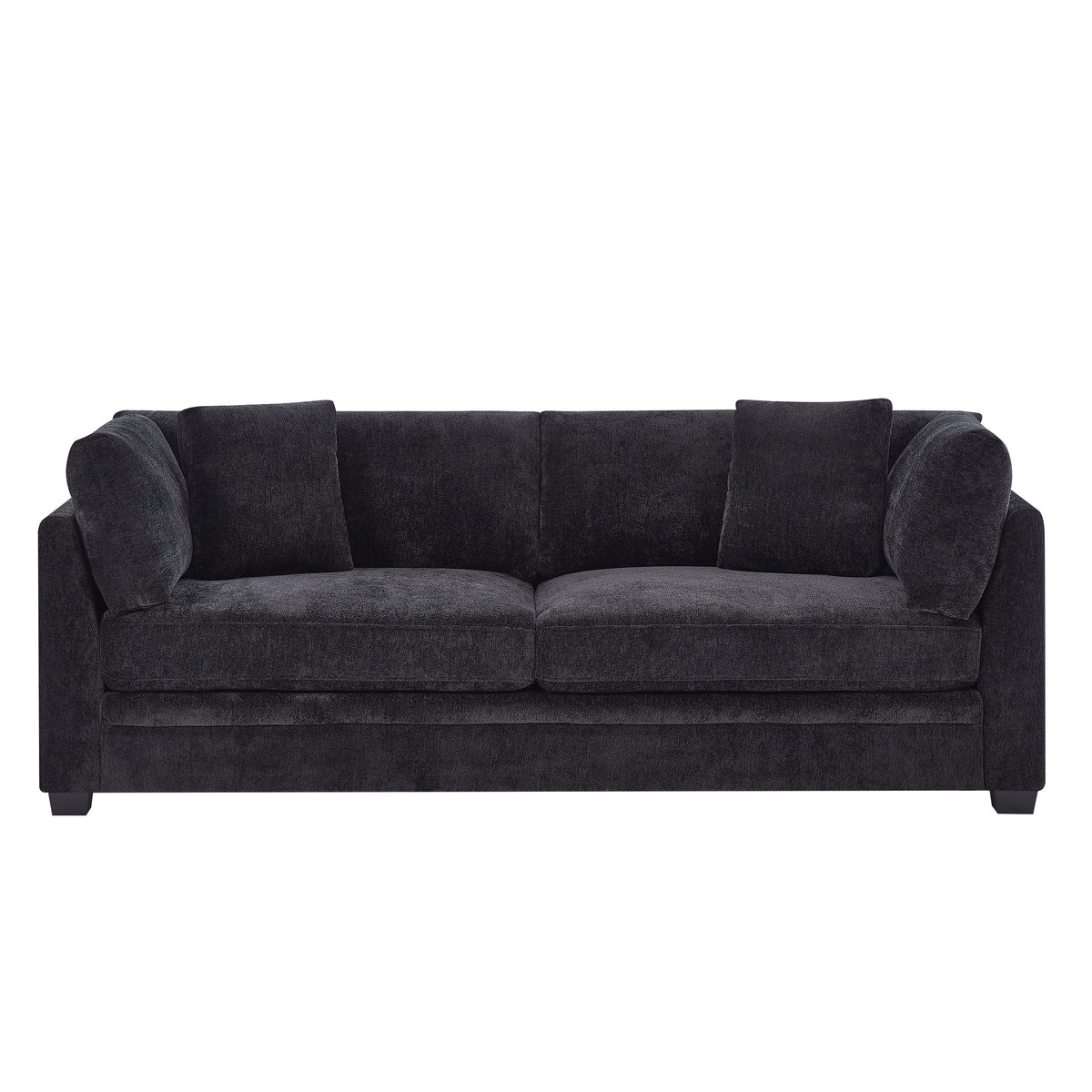 Modern Chenille Sofa and Flared Arms Black