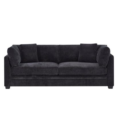 Modern Chenille Sofa and Flared Arms Black