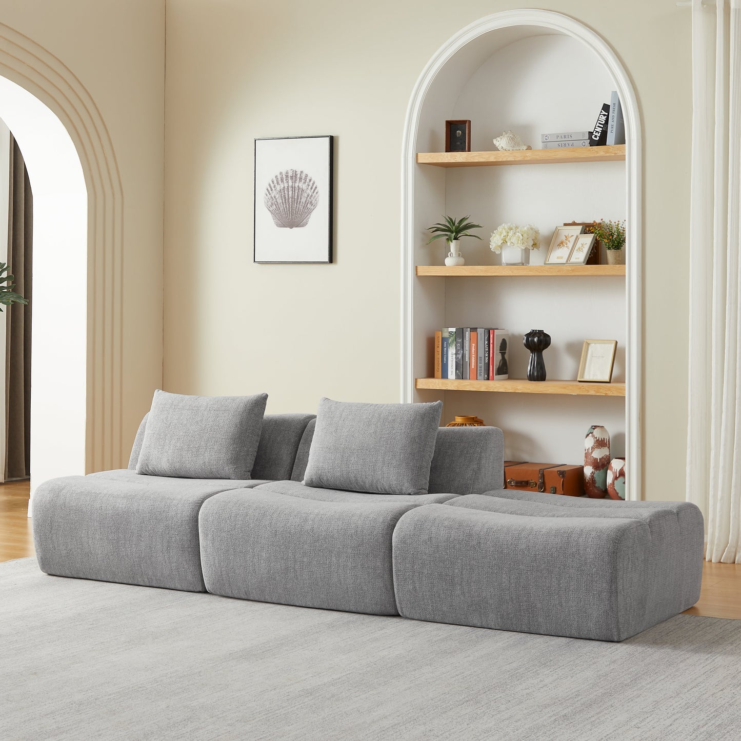 Oversized 3-Seater Compressed Sofa and Chenille