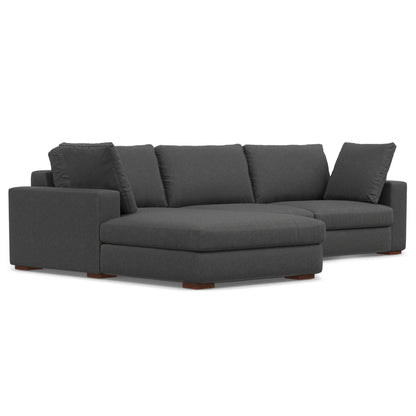 Charlie upholstered deep seater stationary sectional sofa in dark gray fabric with cushions on Tampa Home & Garden Store