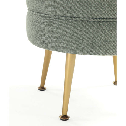 Bailey Upholstered Accent Ottoman by HouseOfZazla gray herringbone fabric with gold legs on Tampa Home & Garden Store