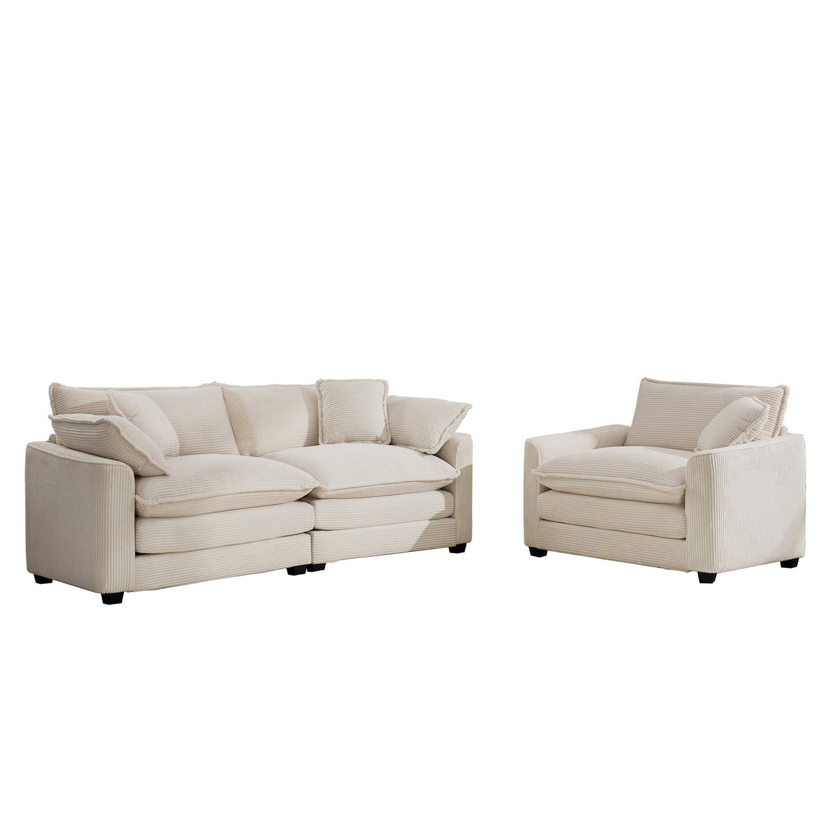 Elegant Oversized Sectional Sofa Set in beige with deep seats by HouseOfZazla on Tampa Home & Garden Store