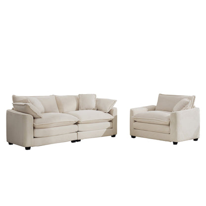 Elegant Oversized Sectional Sofa Set in beige with deep seats by HouseOfZazla on Tampa Home & Garden Store