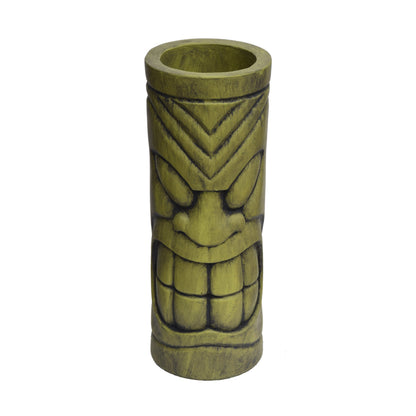 Stone statue urn planter with antique green finish and carved face motif HouseOfZazla on Tampa Home & Garden Store