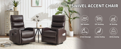 Heat Massage Manual Recliner Leather Chairs with rocker and swivel pair by HouseOfZazla on Tampa Home & Garden Store