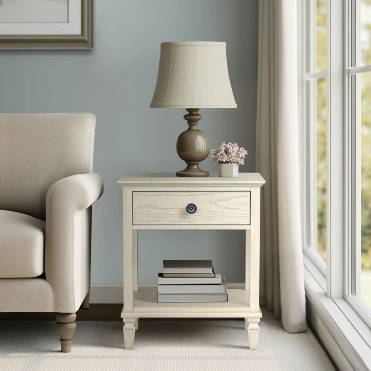 Victoria Bedside Table With Drawer and Shelf