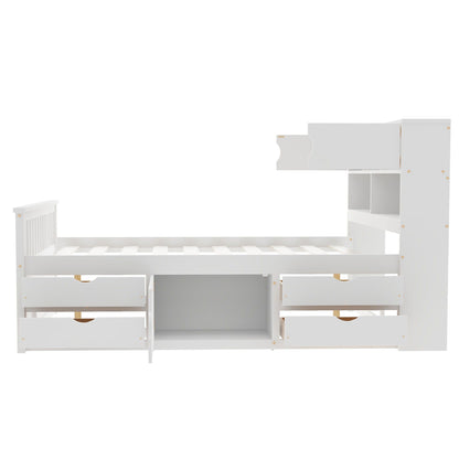 Captain Platform Bed Frame and Bookcase Headboard