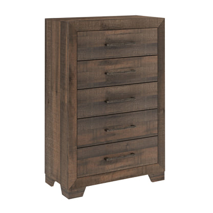 5 Drawer Chest With Casual Style by HouseOfZazla brown wood accent chest with handles on Tampa Home & Garden Store