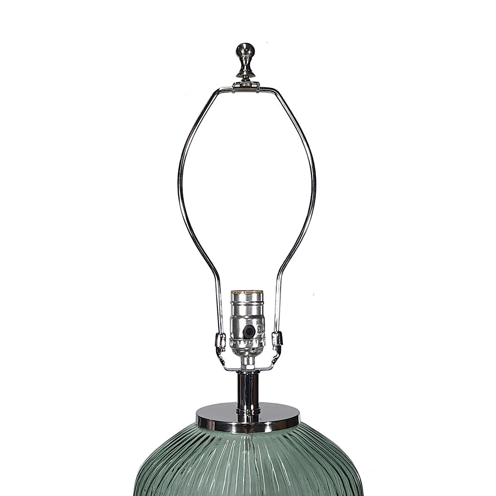 Handcrafted Art Glass Table Lamp with green ribbed glass base and chrome HouseOfZazla on Tampa Home & Garden Store