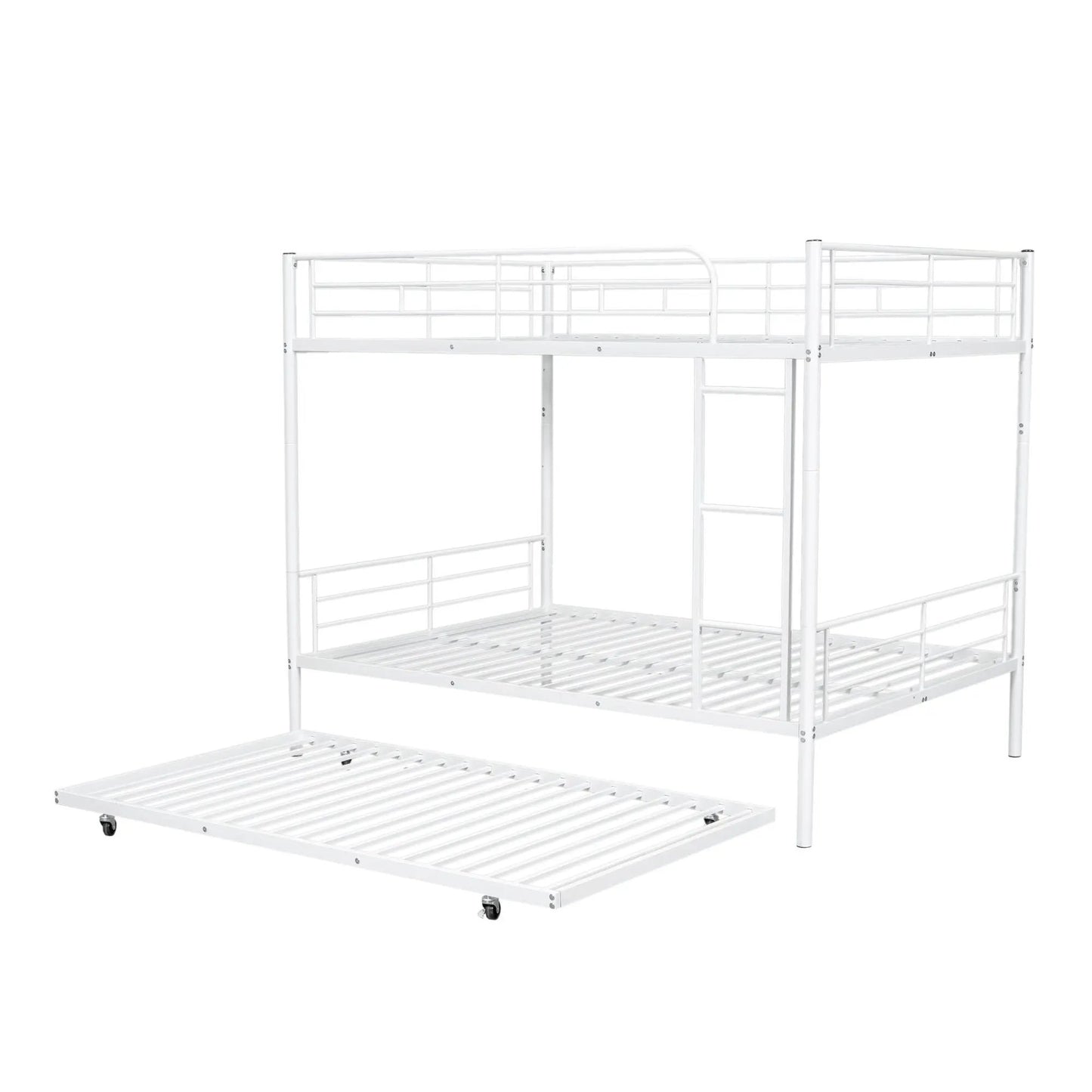 Steel Construction Bunk Bed in white by Unique Piece Furniture with ladder and guard rails on Tampa Home & Garden Store