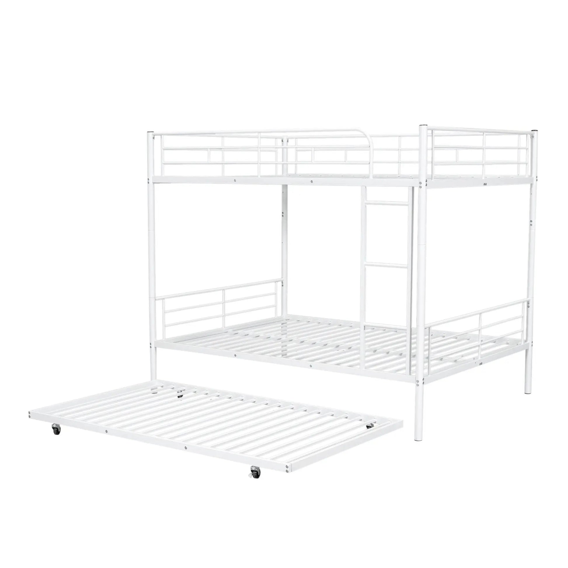 Steel Construction Bunk Bed in white by Unique Piece Furniture with ladder and guard rails on Tampa Home & Garden Store