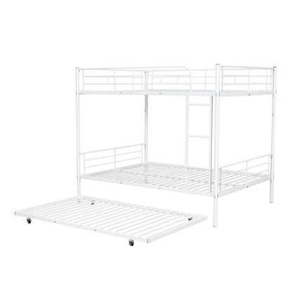 Steel Construction Bunk Bed in white by Unique Piece Furniture with ladder and guard rails on Tampa Home & Garden Store