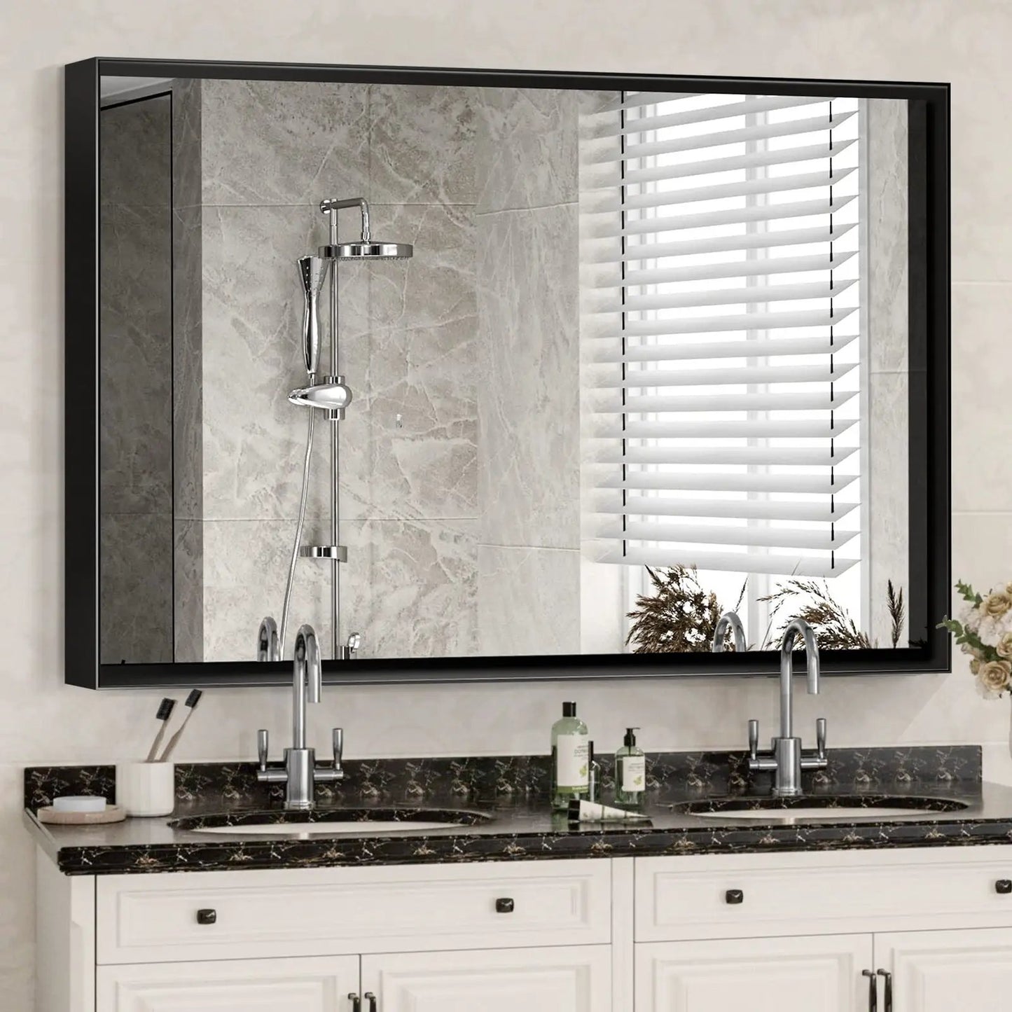Rectangular Bathroom Mirror with Metal Frame