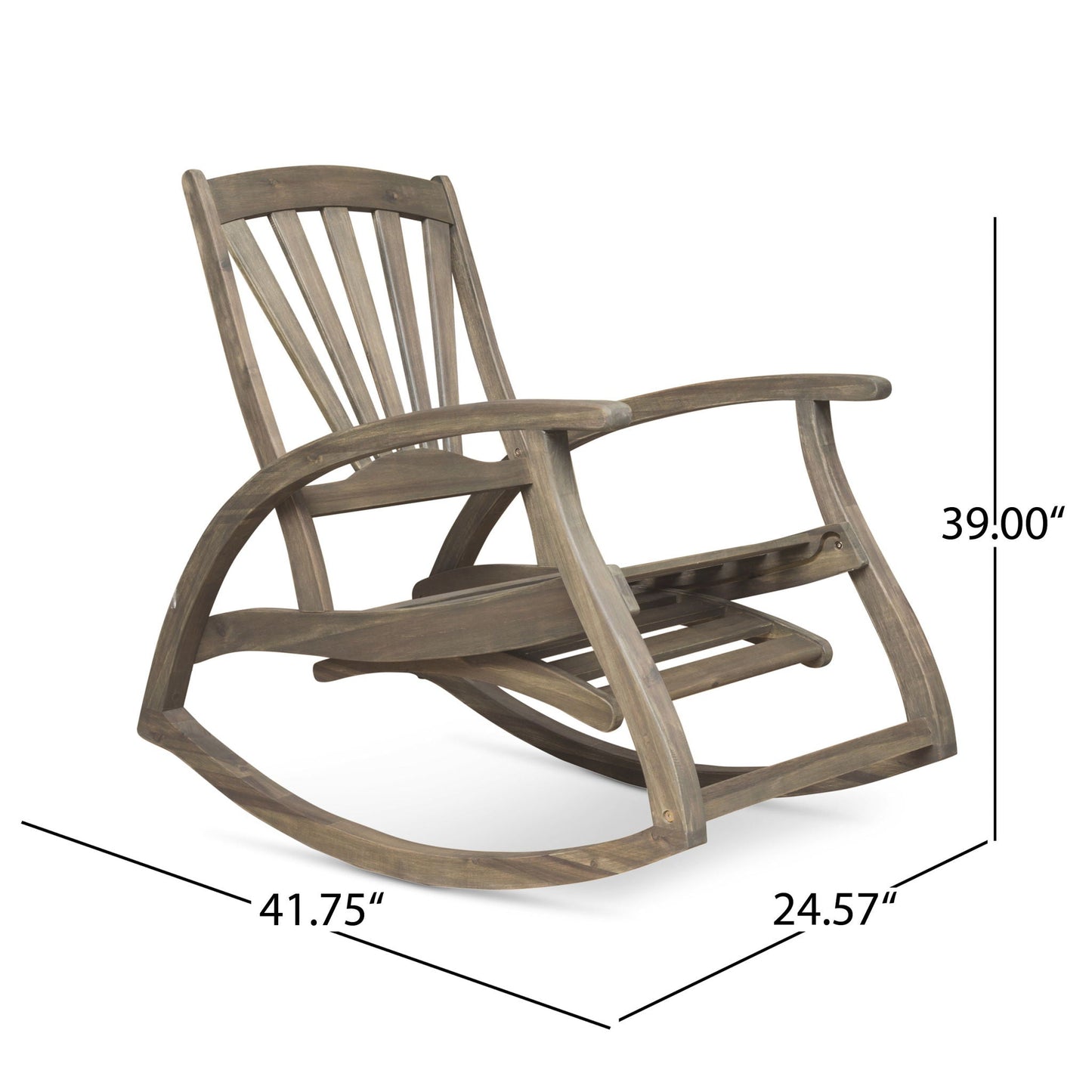 Outdoor reclining rocking chair gray by HouseOfZazla with curved arms and slat back on Tampa Home & Garden Store