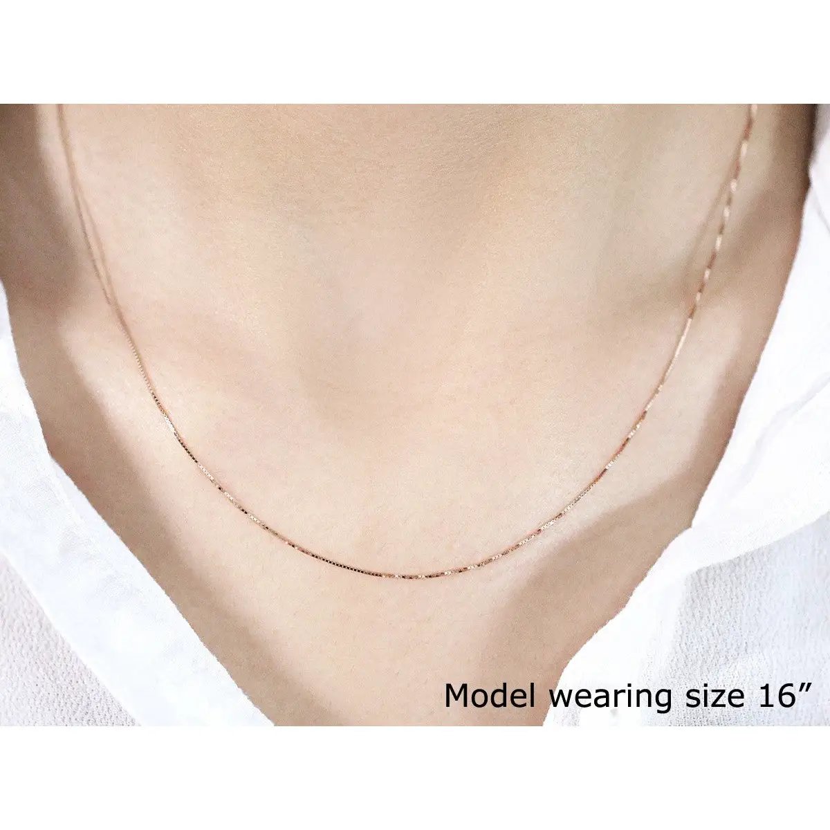 14k rose gold classic box chain necklace 0.6mm, delicate, Bids.com on Tampa Home & Garden Store