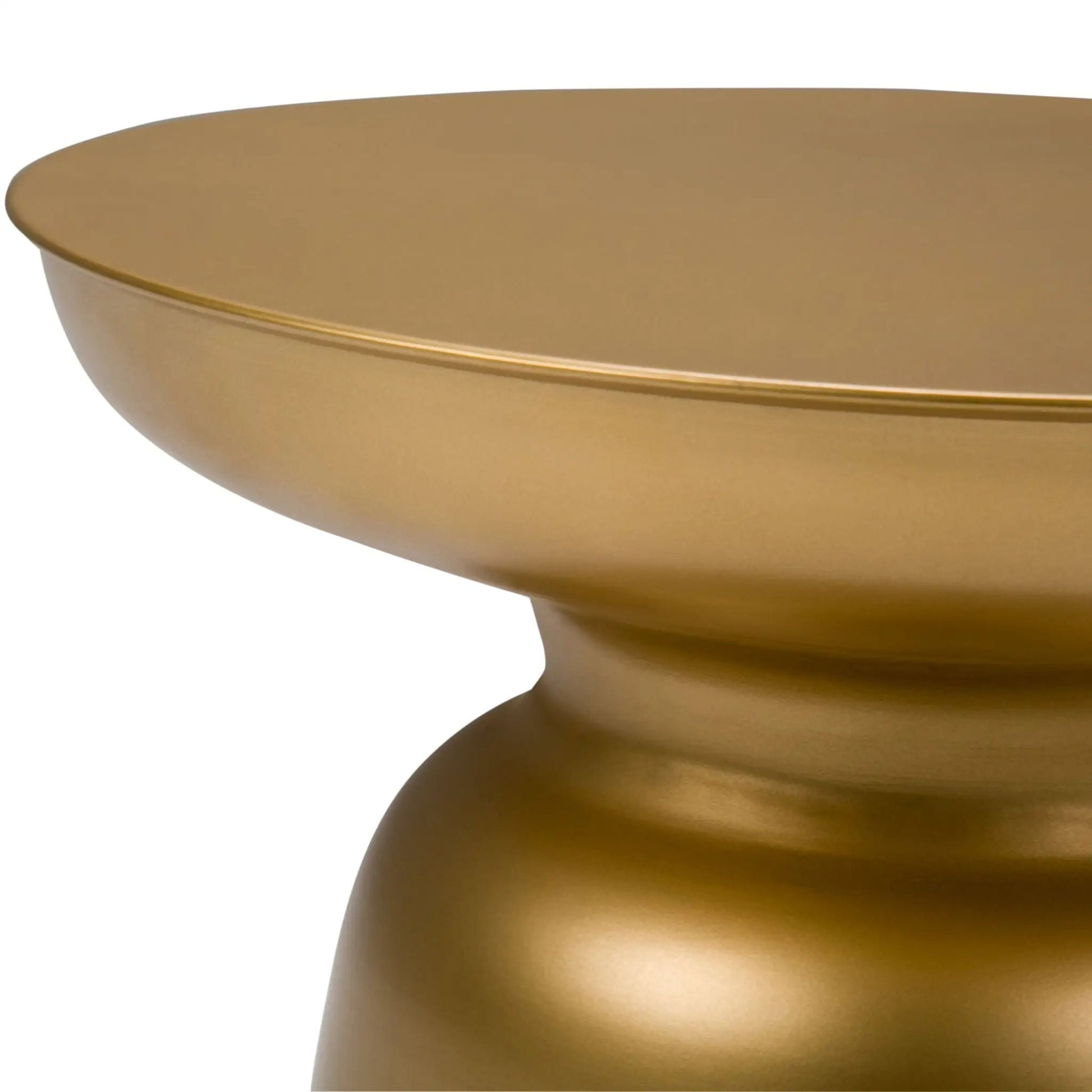 Toby Handcrafted Metal Accent Table top with rounded edge in warm gold brass finish on Tampa Home & Garden Store