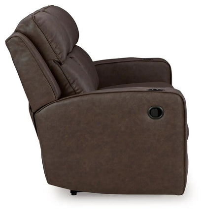 Lavenhorne Rec Sofa w/Drop Down Table Granite leather reclining sofa with side lever on Tampa Home & Garden Store