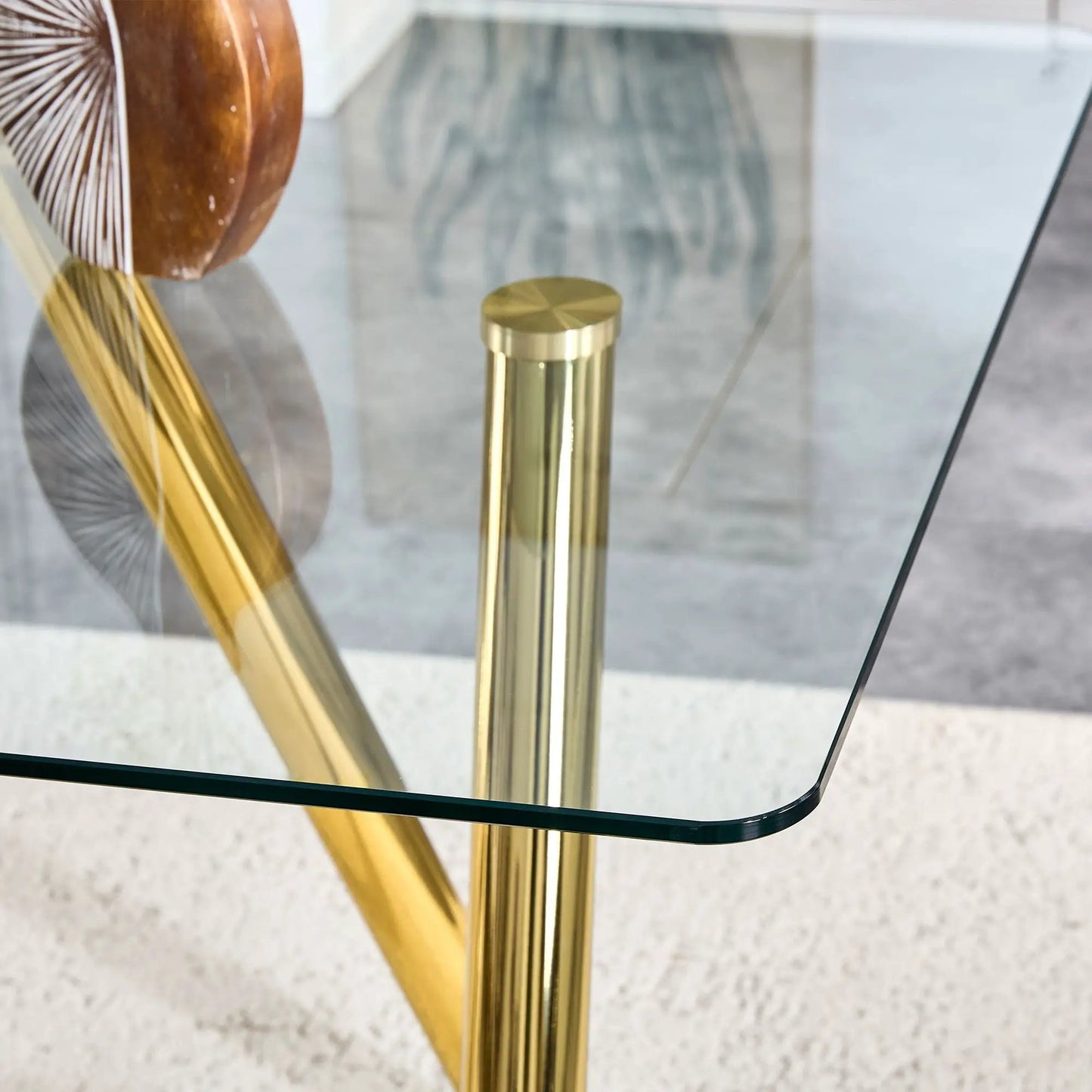 Sturdy Dining Table With Tempered Glass Surface