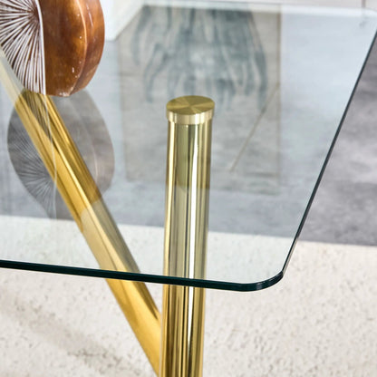 Sturdy Dining Table With Tempered Glass Surface