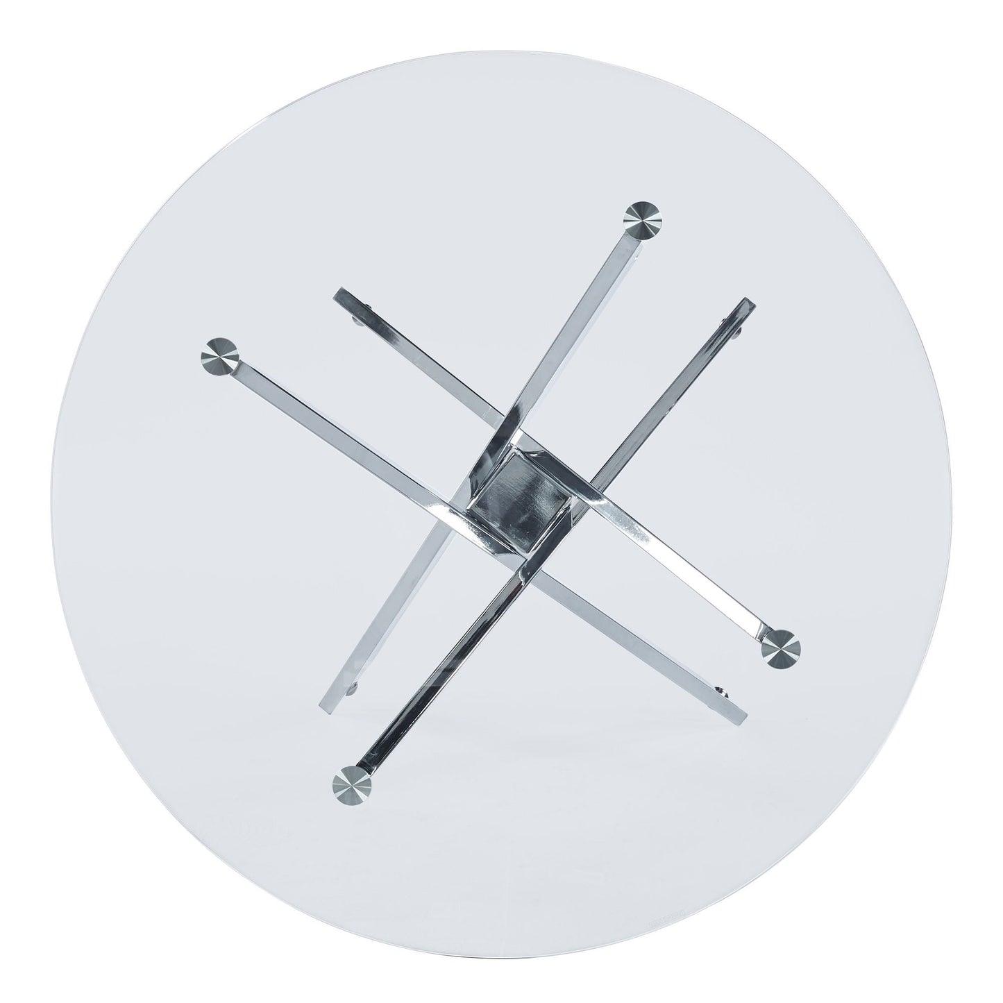 Modern Glass Dining Table with Metal Cross Legs