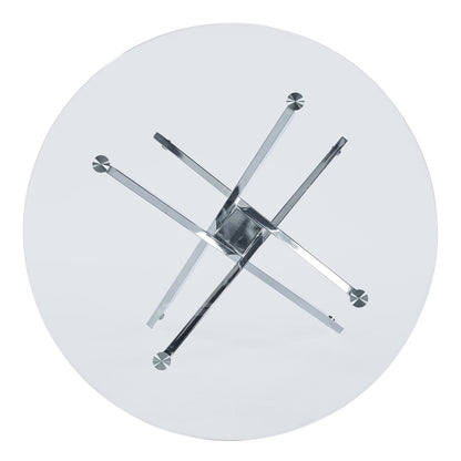Modern Glass Dining Table with Metal Cross Legs