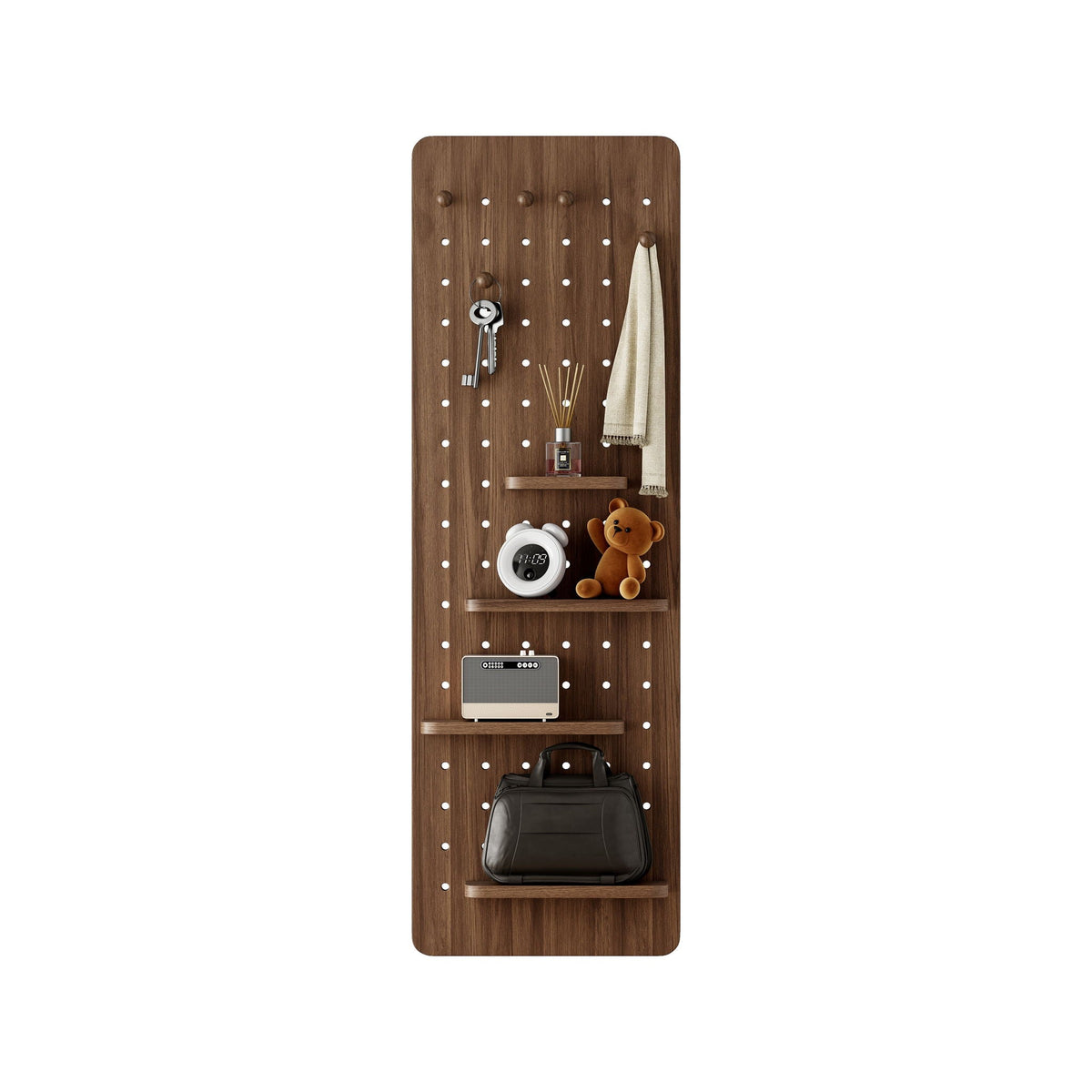 Full Length Wall Mounted Mirror with Shelf and Hook on dark brown pegboard by HouseOfZazla on Tampa Home & Garden Store