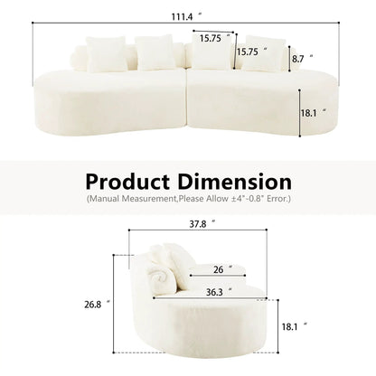 Modern Curved Sofa with Pillows for Living Room