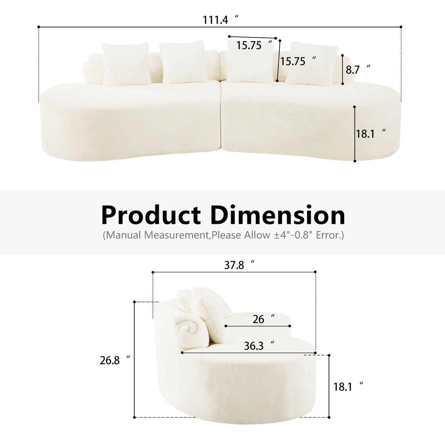 Modern Curved Sofa and the Soft Linen Pillows