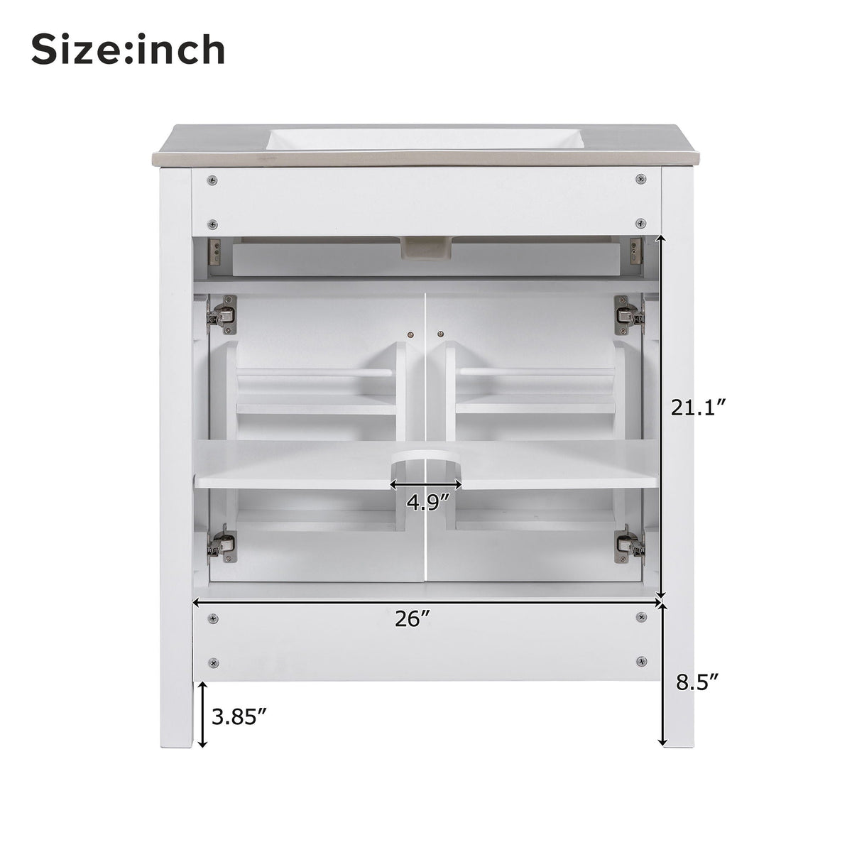 HouseOfZazla vanity white cabinet with beige top ceramic sink and soft-close doors on Tampa Home & Garden Store