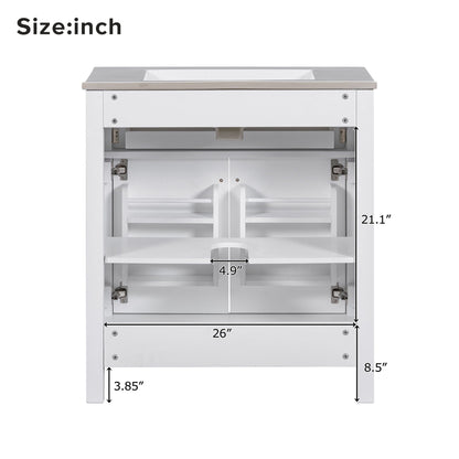HouseOfZazla vanity white cabinet with beige top ceramic sink and soft-close doors on Tampa Home & Garden Store