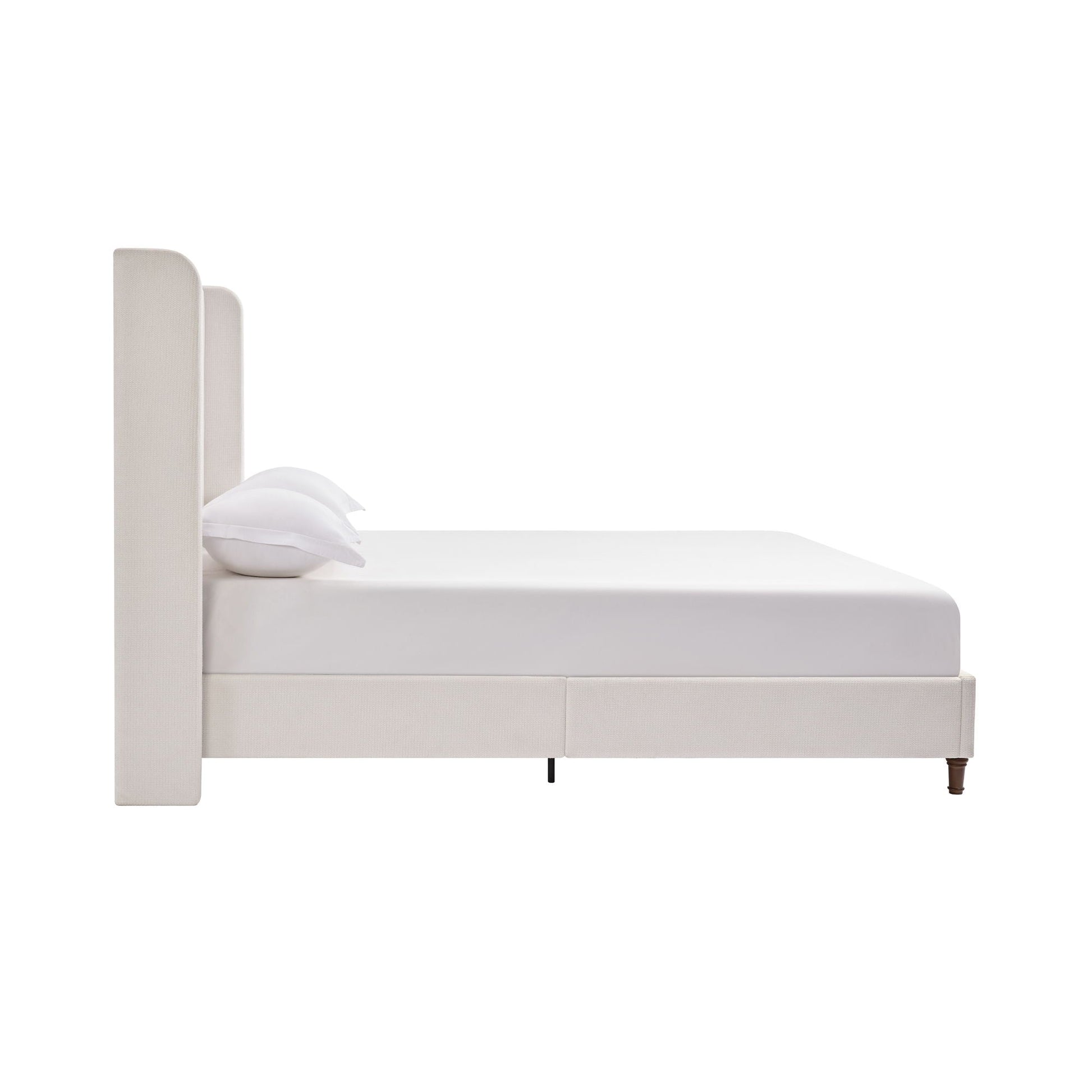 Harper tall upholstered bed with beige fabric headboard, no box spring HouseOfZazla on Tampa Home & Garden Store