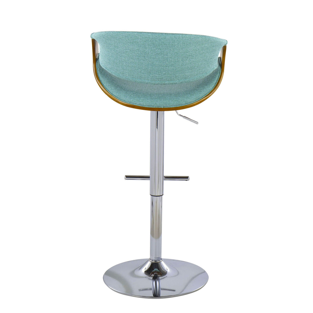 Mid Century Modern adjustable barstool with swivel teal fabric, chrome pedestal base on Tampa Home & Garden Store