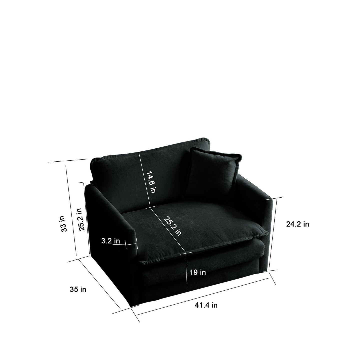 Comfy Deep Single Seat Sofa Upholstered Reading Armchair by HouseOfZazla in black fabric on Tampa Home & Garden Store
