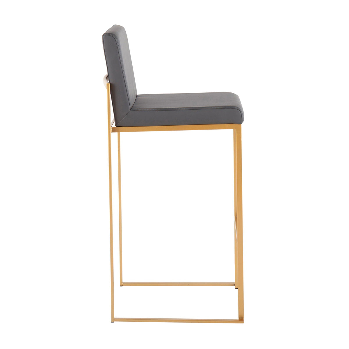 Contemporary high-back barstool, grey upholstery, gold metal frame, HouseOfZazla on Tampa Home & Garden Store