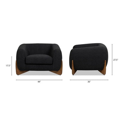 Alpine Sherpa Arm Chairs, black textured fabric with dark wood bases, by Unique Piece on Tampa Home & Garden Store